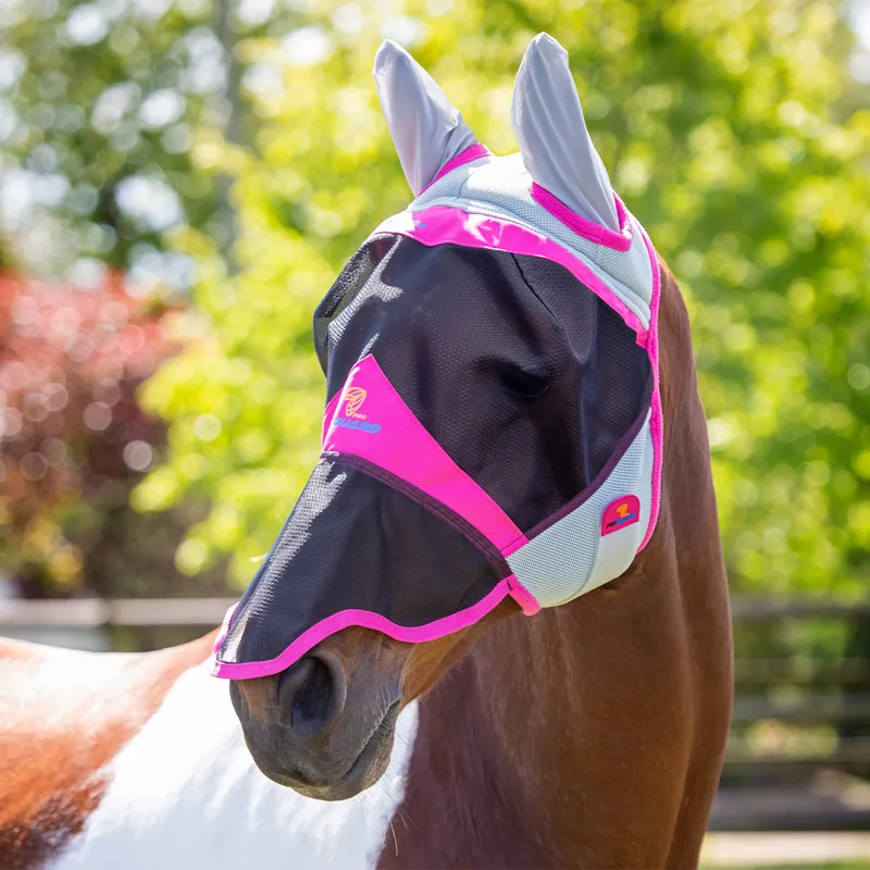 Shires FlyGuard Pro Air Motion Fly Mask with Ears and Nose - Pink